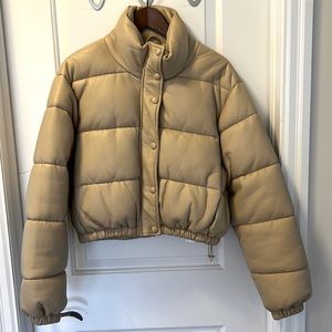 Zara Faux Leather Puffer Jacket